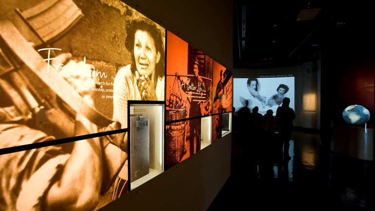 One of the exhibition spaces at Immigration Museum