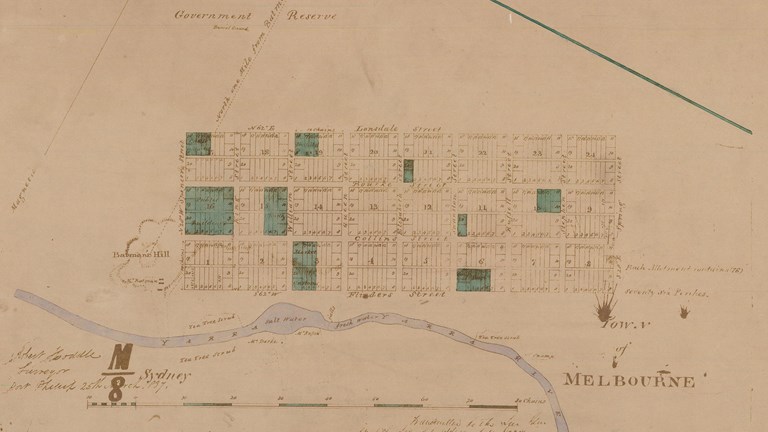 a hand drawn map of Melbourne city grid